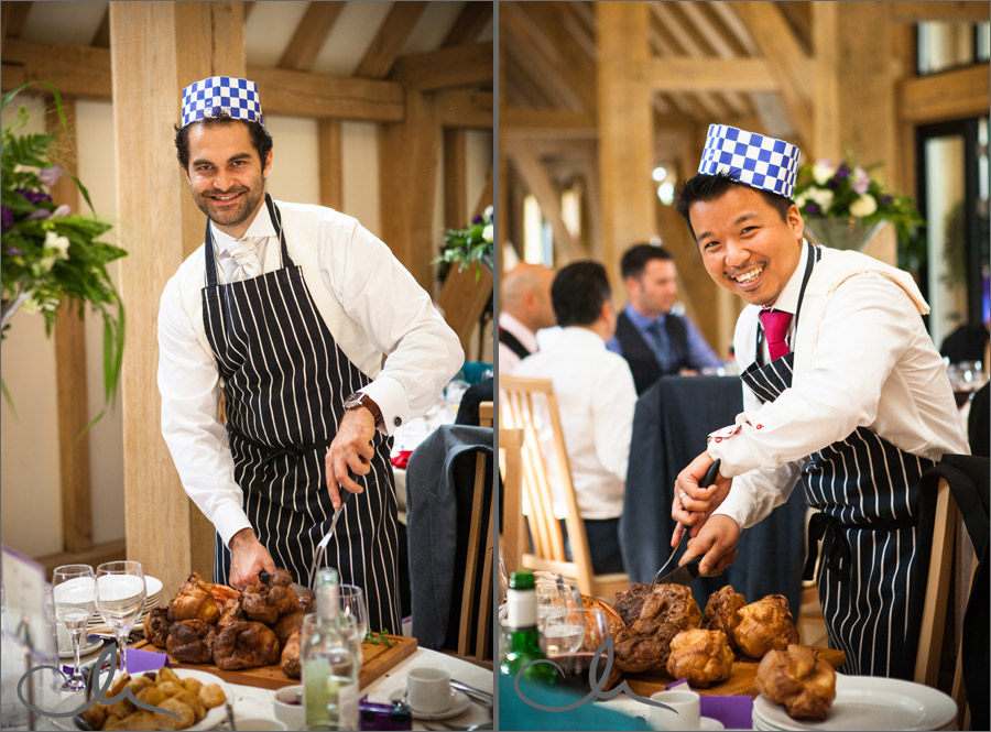 Carving a roast dinner at The Old Kent Barn near Folkestone Kent