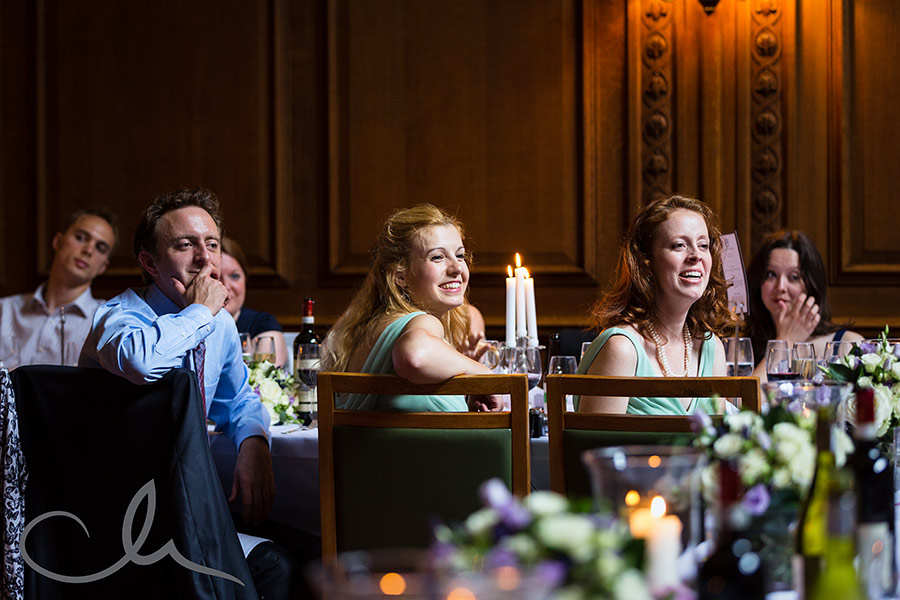 Skinners Hall London Wedding Photography - guests react to the speeches