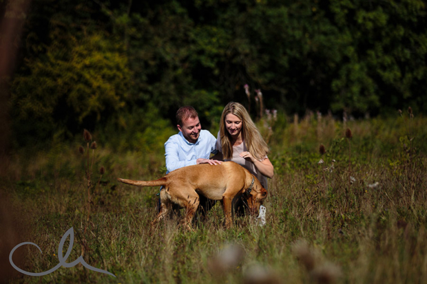 couple have an engagement shoot with their dog in Patrixbourne
