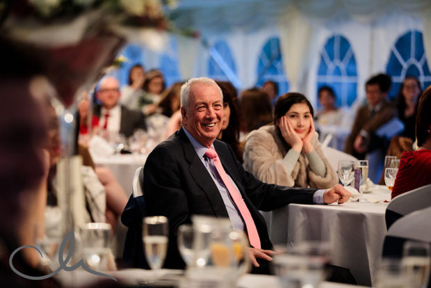 Guest reacts to speehes at Lympne Castle Wedding