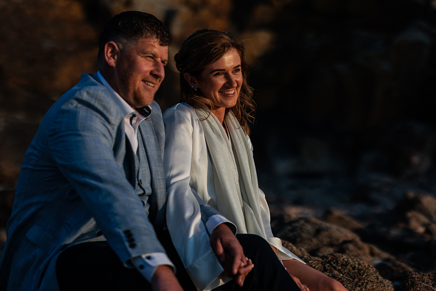 joyful elopement photography by Catherine Hill, photographed at St Ouen's Bay, Jersey